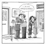 ("I miss handshakes.") - New Yorker Cartoon Premium Giclee Print by Harry Bliss
