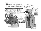 Man looks at price of stuffed monkey for $179.95 and thinks, "CHRIST!" - New Yorker Cartoon Premium Giclee Print by Leo Cullum