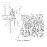 "I welcome the discussion." - New Yorker Cartoon Premium Giclee Print by Paul Noth