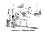 "Dad, when will I be old enough to shave?" - New Yorker Cartoon Premium Giclee Print by Michael Crawford