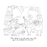 "The chicken is for this year's taxes.  The egg is my estimated for next y…" - New Yorker Cartoon Premium Giclee Print by Arnie Levin
