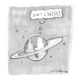 Earth, with a Saturn-like rings around it, thinks, 'Don't I Wish!' - New Yorker Cartoon Premium Giclee Print by Michael Crawford