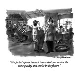 "We jacked up our prices to insure that you receive the same quality and s…" - New Yorker Cartoon Premium Giclee Print by Bernard Schoenbaum