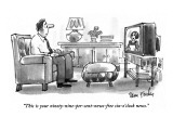 "This is your ninety-nine-per-cent-news-free six-o'clock news." - New Yorker Cartoon Premium Giclee Print by Dana Fradon