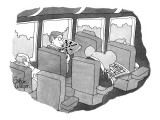 A man doing a newspaper crossword puzzle on the train notices a mouse seat… - New Yorker Cartoon Premium Giclee Print by Gahan Wilson