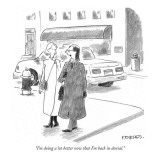 "I'm doing a lot better now that I'm back in denial." - New Yorker Cartoon Premium Giclee Print by Pat Byrnes