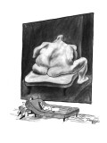 The patient on a couch being analyzed stares at a nude painting of a large… - New Yorker Cartoon Premium Giclee Print by Peter Porges