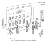 "It's so hard to choose just one—can't I pick two?" - New Yorker Cartoon Premium Giclee Print by Michael Maslin