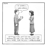 A man is seen speaking with a woman.  - New Yorker Cartoon Premium Giclee Print by Harry Bliss