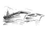 Two ships, the S.S. Insolvent, and the S.S. Intrepid. - New Yorker Cartoon Premium Giclee Print by Ed Fisher