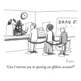 "Can I interest you in opening an offshore account?" - New Yorker Cartoon Premium Giclee Print by Zachary Kanin