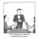 "The chef suggests you help him unload last week's salmon." - New Yorker Cartoon Premium Giclee Print by Harry Bliss