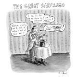 "The Great Sarcasmo."  A magician on stage says, "Watch closely as I pull …" - New Yorker Cartoon Premium Giclee Print by Roz Chast