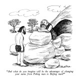 "And what do you imagine will be the advantages of changing your name from…" - New Yorker Cartoon Premium Giclee Print by J.B. Handelsman