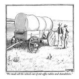 "We made all the wheels out of old coffee tables and chandeliers." - New Yorker Cartoon Premium Giclee Print by Matthew Diffee