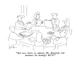 "And now, before we adjourn, Ms. Hunnicutt will announce the meeting's M.V.P." - New Yorker Cartoon Premium Giclee Print by Arnie Levin