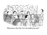 "I'll just have a Diet Coke.  I'm in the middle of my novel." - New Yorker Cartoon Premium Giclee Print by Victoria Roberts