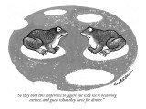 "So they hold this conference to figure out why we're becoming extinct, an…" - New Yorker Cartoon Premium Giclee Print by J.B. Handelsman