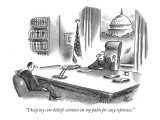 "I keep my core beliefs written on my palm for easy reference." - New Yorker Cartoon Premium Giclee Print by Frank Cotham