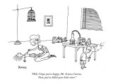 "Well, I hope you're happy, Mr. Science Genius.  Now you've killed your li…" - New Yorker Cartoon Premium Giclee Print by Jack Ziegler