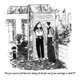 "Do you want to tell him he's taking all the fun out of our marriage or sh…" - New Yorker Cartoon Premium Giclee Print by Robert Weber