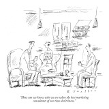 "How can we know who we are when the best marketing consultants of our tim…" - New Yorker Cartoon Premium Giclee Print by Barbara Smaller