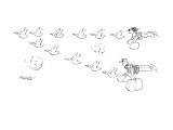Man and woman flying south with geese. - New Yorker Cartoon Premium Giclee Print by Mischa Richter