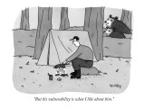 "But his vulnerability is what I like about him." - New Yorker Cartoon Premium Giclee Print by Peter C. Vey
