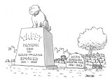 Huge tombstone for family dog, Taffy, stands next to smaller stone for wif… - New Yorker Cartoon Premium Giclee Print by Jack Ziegler