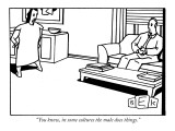 "You know, in some cultures the male does things." - New Yorker Cartoon Premium Giclee Print by Bruce Eric Kaplan