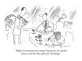 "Might I recommend the orange Crayola for the smaller flowers and the blue…" - New Yorker Cartoon Premium Giclee Print by Arnie Levin