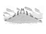 Primitive terrestrial life forms emerge from the oceans, onto opposing sid… - New Yorker Cartoon Premium Giclee Print by Mick Stevens