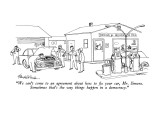 "We can't come to an agreement about how to fix your car, Mr. Simons.  Som…" - New Yorker Cartoon Premium Giclee Print by J.B. Handelsman