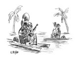 Couple on pedal boat, the man playing a tuba, the woman a banjo. - New Yorker Cartoon Premium Giclee Print by Warren Miller