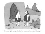 "I try to eat right, but huge chunks of raw meat are all you can find thes…" - New Yorker Cartoon Premium Giclee Print by Peter C. Vey