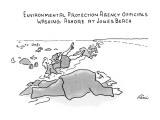 Environmental Prodection Agency Officials Washing Ashore At Jones Beach - New Yorker Cartoon Premium Giclee Print by J.P. Rini