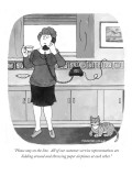 "Please stay on the line.  All of our customer-service representatives are…" - New Yorker Cartoon Premium Giclee Print by J.B. Handelsman