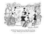 "A little bit less television, a little bit more books on tape.  What's yo…" - New Yorker Cartoon Premium Giclee Print by Victoria Roberts