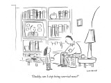 "Daddy, can I stop being worried now?" - New Yorker Cartoon Premium Giclee Print by Liza Donnelly