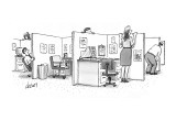 Office workers peeking over their cubicles at each other. - New Yorker Cartoon Premium Giclee Print by Tom Cheney