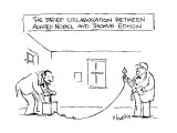 The Brief collaboration Alfred Nobel And Thomas Edison - New Yorker Cartoon Premium Giclee Print by Sidney Harris