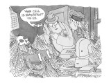 Detective and police officer enter cobweb filled office of skeletal remain… - New Yorker Cartoon Premium Giclee Print by Gahan Wilson
