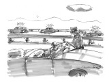 Police officer writes ticket as other cars pass with halos over them. - New Yorker Cartoon Premium Giclee Print by Michael Crawford