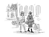 Woman tourist wearing a T-shirt that reads, 'I'm with the Great Satan,' wi… - New Yorker Cartoon Premium Giclee Print by Danny Shanahan