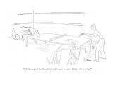 "He has a good backhand, but you've got to watch him on the scoring." - New Yorker Cartoon Premium Giclee Print by  Alain