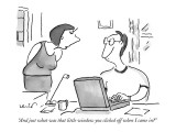 "And just what was that little window you clicked off when I came in?" - New Yorker Cartoon Premium Giclee Print by Arnie Levin