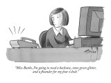"Miss Banks, I'm going to need a hacksaw, some green glitter, and a flound…" - New Yorker Cartoon Premium Giclee Print by Harry Bliss