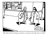 "My child's school is having an auction, so can your entire life come to a…" - New Yorker Cartoon Premium Giclee Print by Bruce Eric Kaplan