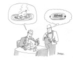 Man ordering at a restaurant table visualizes a roasted pheasant dish whil… - New Yorker Cartoon Premium Giclee Print by Jack Ziegler