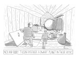 Father and son find dwarf planet in attic. - New Yorker Cartoon Premium Giclee Print by Zachary Kanin
